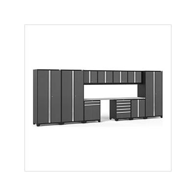 NewAge Garage Cabinets PRO Series Grey 12-Piece Set with Stainless Steel Tops