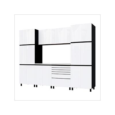 Contur Cabinet 10' Premium Alpine White Garage Cabinet System with Stainless Steel Tops