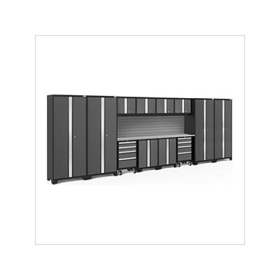 NewAge Garage Cabinets BOLD Series Grey 14-Piece Set with Stainless Steel Top and Backsplash