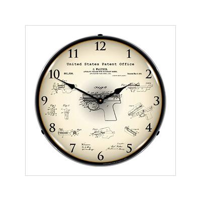 Collectable Sign and Clock 1911 Walther PPK Patent Blueprint Backlit Wall Clock