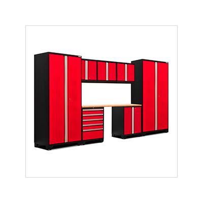 NewAge Garage Cabinets PRO Series Red 8-Piece Set with Bamboo Top