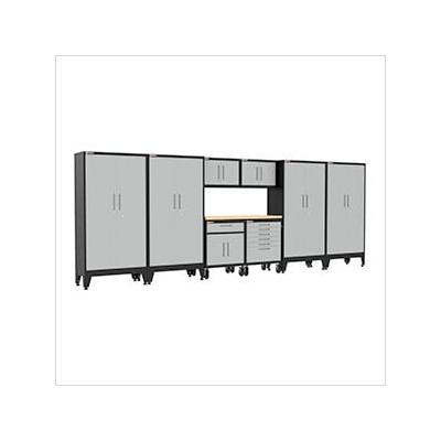 Armadillo Tough Grey 9-Piece Garage Cabinet Set with Levelers and Casters