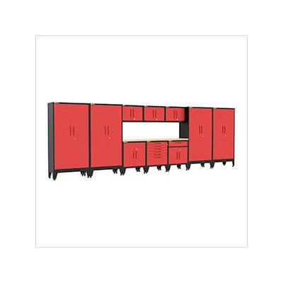 Armadillo Tough Red 11-Piece Garage Cabinet Set with Levelers