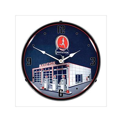 Collectable Sign and Clock Marathon Gas Backlit Wall Clock