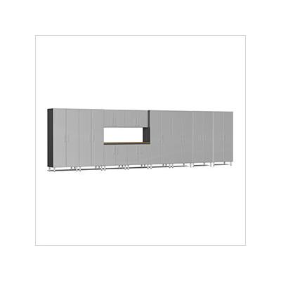 Ulti-MATE Garage Cabinets 11-Piece Garage Cabinet Kit with Bamboo Worktop in Stardust Silver Metallic