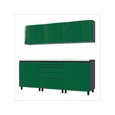 Contur Cabinet 7.5' Premium Racing Green Garage Cabinet System with Stainless Steel Tops