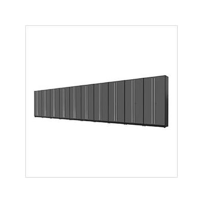 Proslat Garage Cabinets 10-Piece Glossy Grey Tall Garage Cabinet Set with Silver Handles