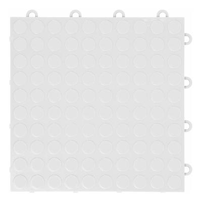 GearTile Coin Pattern 12" x 12" White Garage Floor Tile (24 Pack)