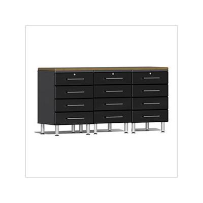 Ulti-MATE Garage Cabinets 4-Piece Garage Workstation Kit with Bamboo Worktop in Midnight Black Metallic