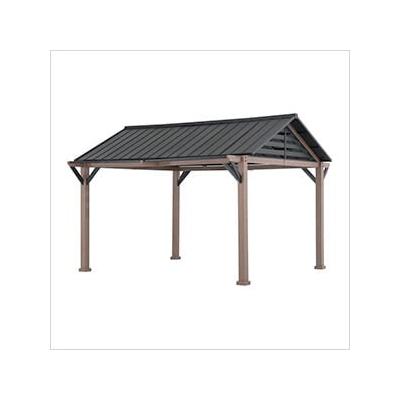 Sunjoy Group 13 x 13 Steel Gable Roof Hardtop Pavilion Gazebo with Ceiling Hook