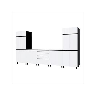 Contur Cabinet 12.5' Premium Alpine White Garage Cabinet System with Stainless Steel Tops