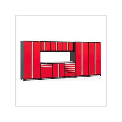 NewAge Garage Cabinets PRO Series Red 10-Piece Set with Stainless Steel Top