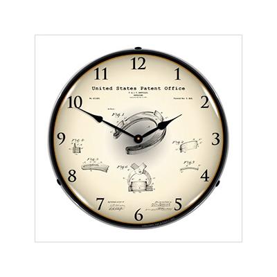 Collectable Sign and Clock 1898 Horseshoe Patent Blueprint Backlit Wall Clock