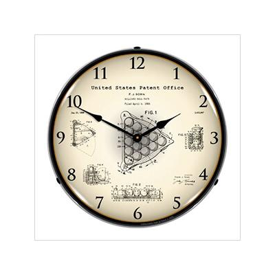 Collectable Sign and Clock 1966 Billiards Ball Rack Blueprint Backlit Wall Clock
