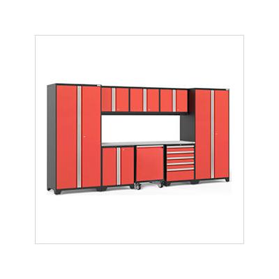 NewAge Garage Cabinets PRO Series Red 9-Piece Set with Stainless Steel Top