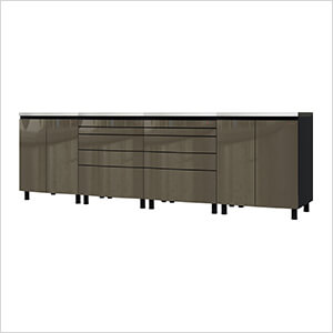 Contur Cabinet 10' Premium Terra Grey Garage Cabinet System with Stainless Steel Tops