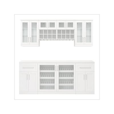 NewAge Home Bar White 8-Piece Cabinet Set