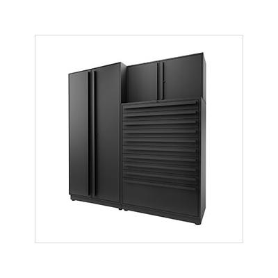 Proslat Garage Cabinets 3-Piece Mat Black Cabinet Set with Black Handles