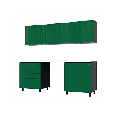 Contur Cabinet 7.5' Premium Racing Green Garage Cabinet System with Stainless Steel Tops