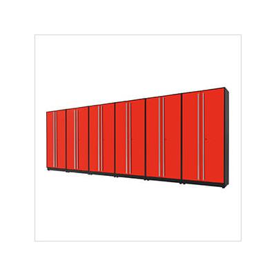 Proslat Garage Cabinets 6-Piece Glossy Red Tall Garage Cabinet Set with Silver Handles