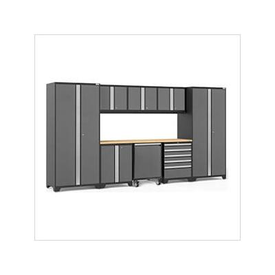 NewAge Garage Cabinets PRO Series Grey 9-Piece Set with Bamboo Top