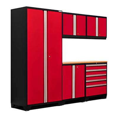 NewAge Garage Cabinets PRO Series Red 6-Piece Set with Bamboo Top