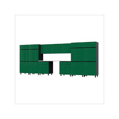 Contur Cabinet 17.5' Premium Racing Green Garage Cabinet System with Stainless Steel Tops