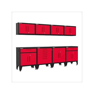 Armadillo Tough Red 8-Piece Garage Cabinet System with Levelers