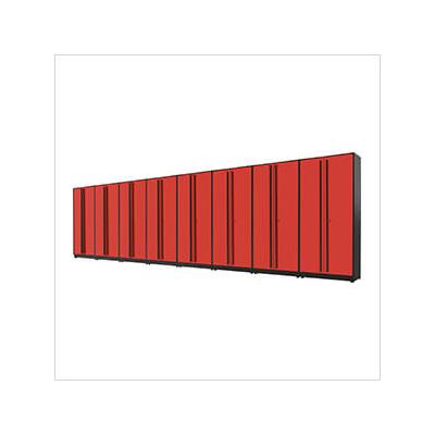 Proslat Garage Cabinets 8-Piece Glossy Red Tall Garage Cabinet Set with Black Handles
