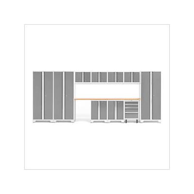 NewAge Garage Cabinets BOLD Series Platinum 12-Piece Set with Bamboo Top