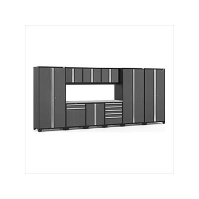 NewAge Garage Cabinets PRO Series Grey 10-Piece Set with Stainless Steel Top