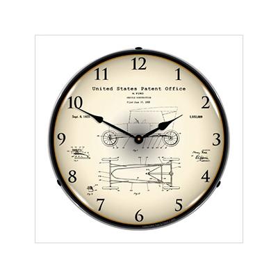 Collectable Sign and Clock 1922 Henry Ford Vehicle Construction Patent Blueprint Backlit Wall Clock