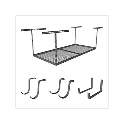 SafeRacks 4 x 8 Overhead Storage 24-45-Inch Drop Combo (Includes 2 Racks and 18 Hooks)