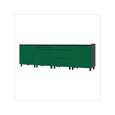 Contur Cabinet 10' Premium Racing Green Garage Cabinet System with Stainless Steel Tops