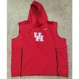 Nike Shirts | Houston Cougars Nike Therma Fit Team Issued Worn Sleeveless Hoodie Sz Xxl / 3xl | Color: Red | Size: Xxl