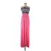 Pink Blush Casual Dress - Maxi Strapless Strapless: Pink Aztec or Tribal Print Dresses - Women's Size Medium