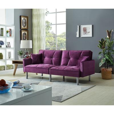 75.6" Lovely Velvet Convertible Sleeper Sofa Bed Futon Love Seats