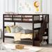 Stable and Safety Stairway Twin-Over-Twin Bunk Bed with Storage and Guard Rail for Bedroom, Dorm Espresso color