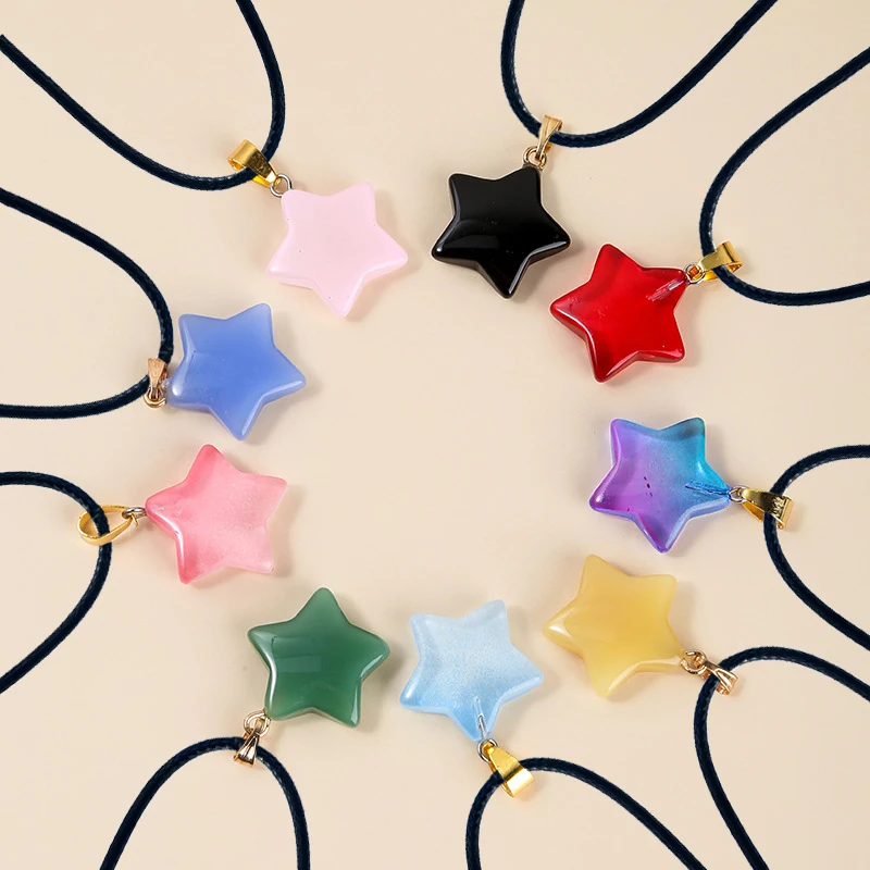 1 pz collana con ciondolo in cristallo stella a cinque punte collana in vetro di quarzo per gioielli da donna girocollo regalo all'ingrosso 2025
