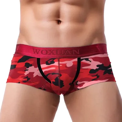 Neue Marke Männliche Höschen Atmungsaktive Boxer Baumwolle Männer Unterwäsche U konvexen beutel Sexy Unterhose Gedruckt blätter Homewear Shorts Image