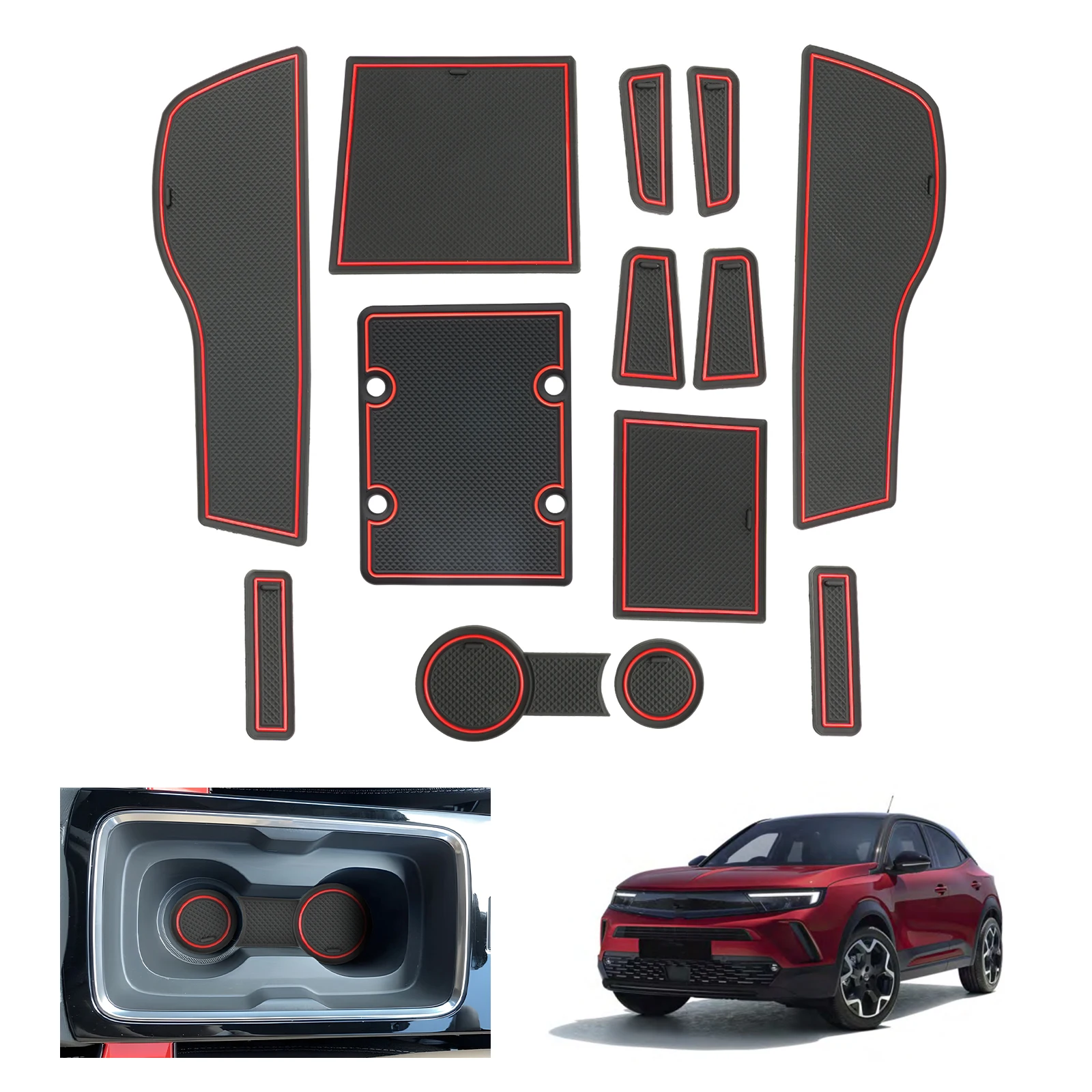 RUIYA per Opel Mokka B GS Line / Opel Mokka-e 2021-2025 Auto Porta Groove Mat Antiscivolo Slot Pad Auto Interior Opel Mokka B Accessori