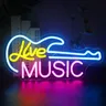 JELive Music Neon Signs Wall Decor Live Music Chambre à coucher Light Up Sign with USB Music