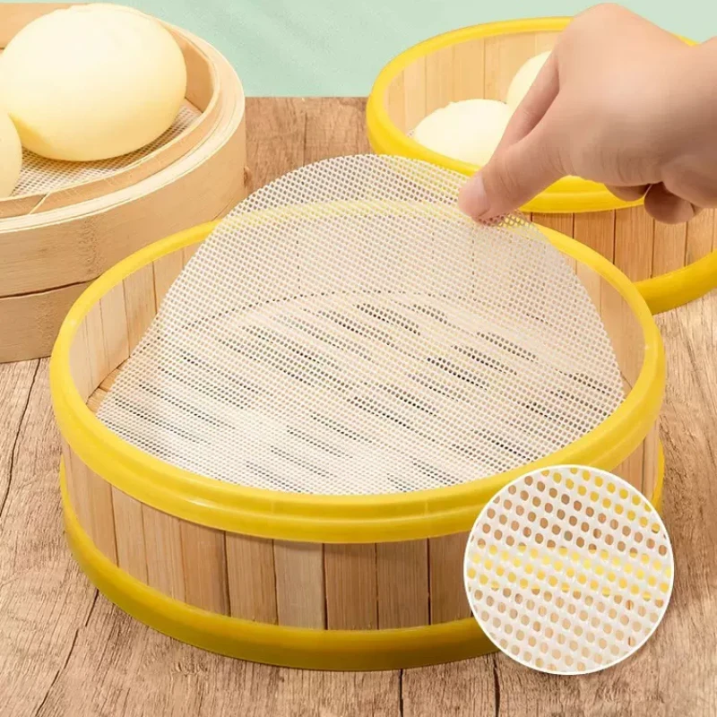 Antihaftbeschichtete weiße Silikon-Silikon-Bambus-Dampfgarer-Backmatte Dim Sum Restaurant Kitchen Under Steamers Matte Kochen wiederverwendbare Werkzeuge Image