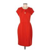 Banana Republic Factory Store Casual Dress - Sheath Keyhole Short Sleeve: Red Solid Dresses - Women's Size 8