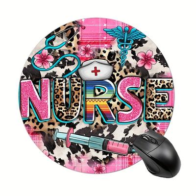 1pc Pink Nurse Life Round Mouse Pad, Cute Mouse Pad With Design, Non-slip Rubber Base Mousepad Small Size 7.87 X 7.87 X 0.1inch ( 20cm X 20cm X 0.2cm)
