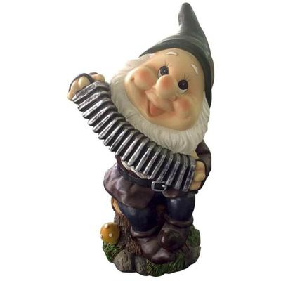 Gartenstatue Zwerg mit Ziehharmonika 16x13,5x28H Image