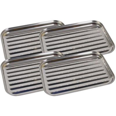 Buri - 4x Edelstahl Grillschale 35x24cm bbq Grillzubehör Pfanne Gemüseschale Grillkorb Image