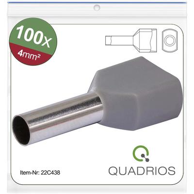 Grau - Quadrios 22C438 Zwillings-Aderendhülse 4 mm² Teilisoliert 1 Set