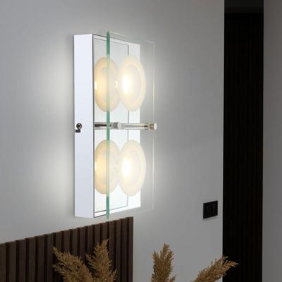 Led Wandleuchte Glas Wandlampe Flurleuchte Chrom Wohnzimmerleuchte mit Glasplatte, klar satiniert, Image