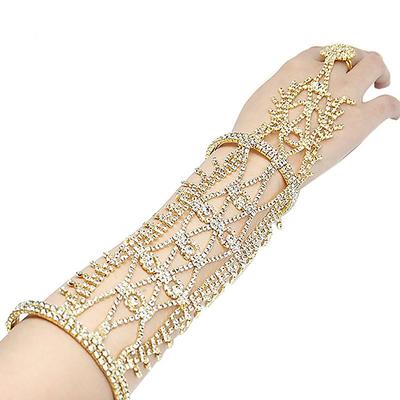 Women's Tennis Bracelet Ring Bracelet / Slave bracelet Tassel Fringe Leaf Precious Fashion Luxury Rhinestone Bracelet Jewelry Silver / Gold For Gift Engagement